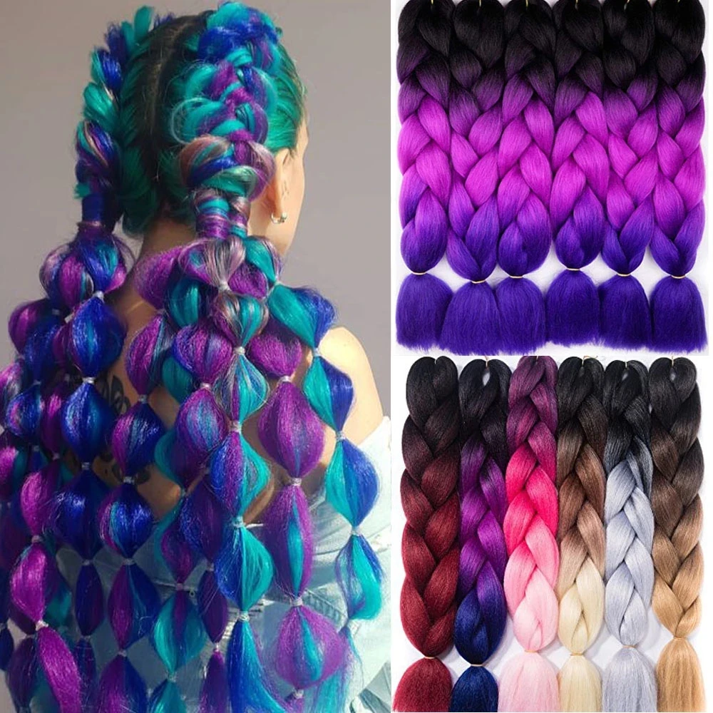 
Wholesale Three Color 24 Inches 100g Crochet Twist Synthetic Braids Ombre Expression Braiding Braid Hair Extension 