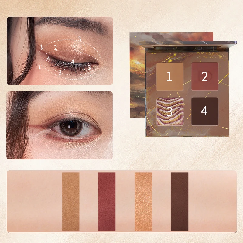 Custom 4 color eyeshadow plate nude dull color four palace Eyeshadow palette for common life makeup