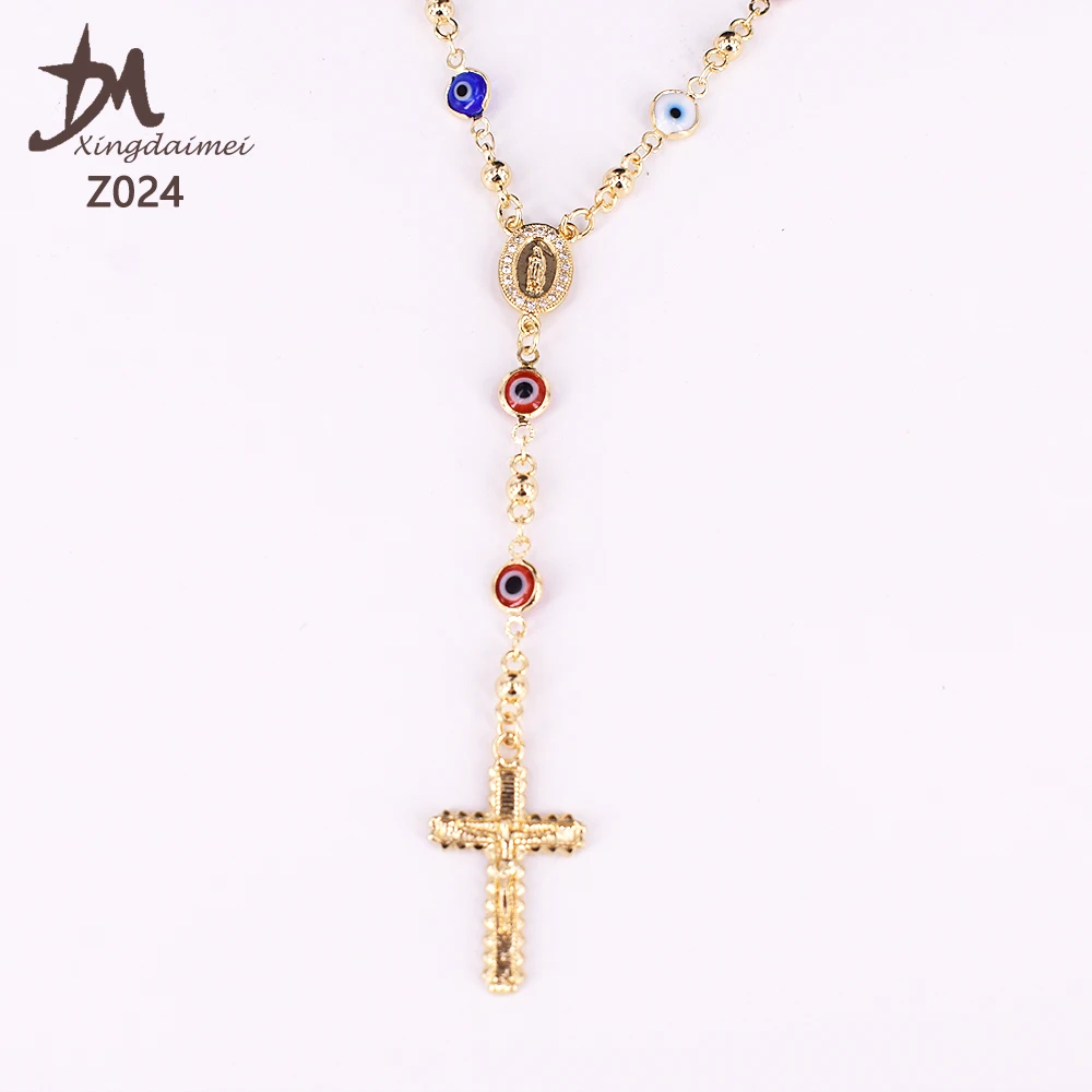 
Z024 new design evil eyes religious necklace 18k gold religious pendant necklace 