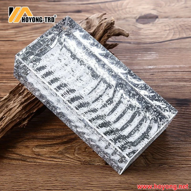 Crystal Glass Brick with Orange Grain  Clear Brick Solid Glass Block for Home Decoration