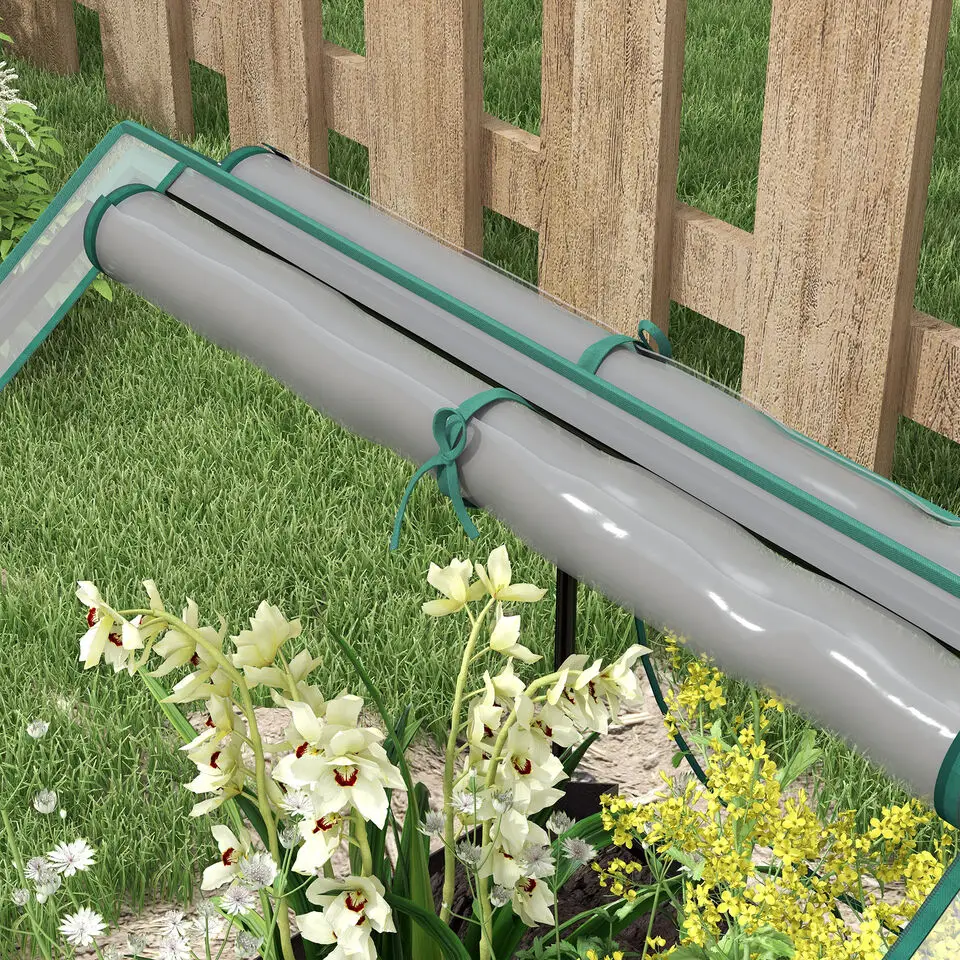 Raised Garden Bed Planter Box with Greenhouse Clear and Dark Grey