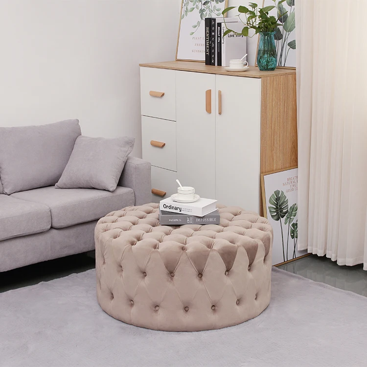 bean bag Velvet Shoe Changing  Living Room Luxury Home Small Makeup Stool round Button ottoman