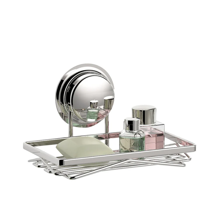 Non-drilling suction cup bathroom kitchen shower draining metal wire soap dish