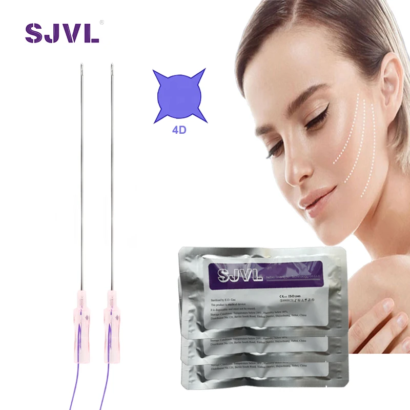 
18g 100mm L Type Half Blunt Cog 4D PDO Thread For Cheek Lifting 