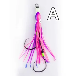 15CM Luminous Octopus Soft Lure Squid Skirt Fishing Lures Baits With Double Hook Squid Fishing Hook