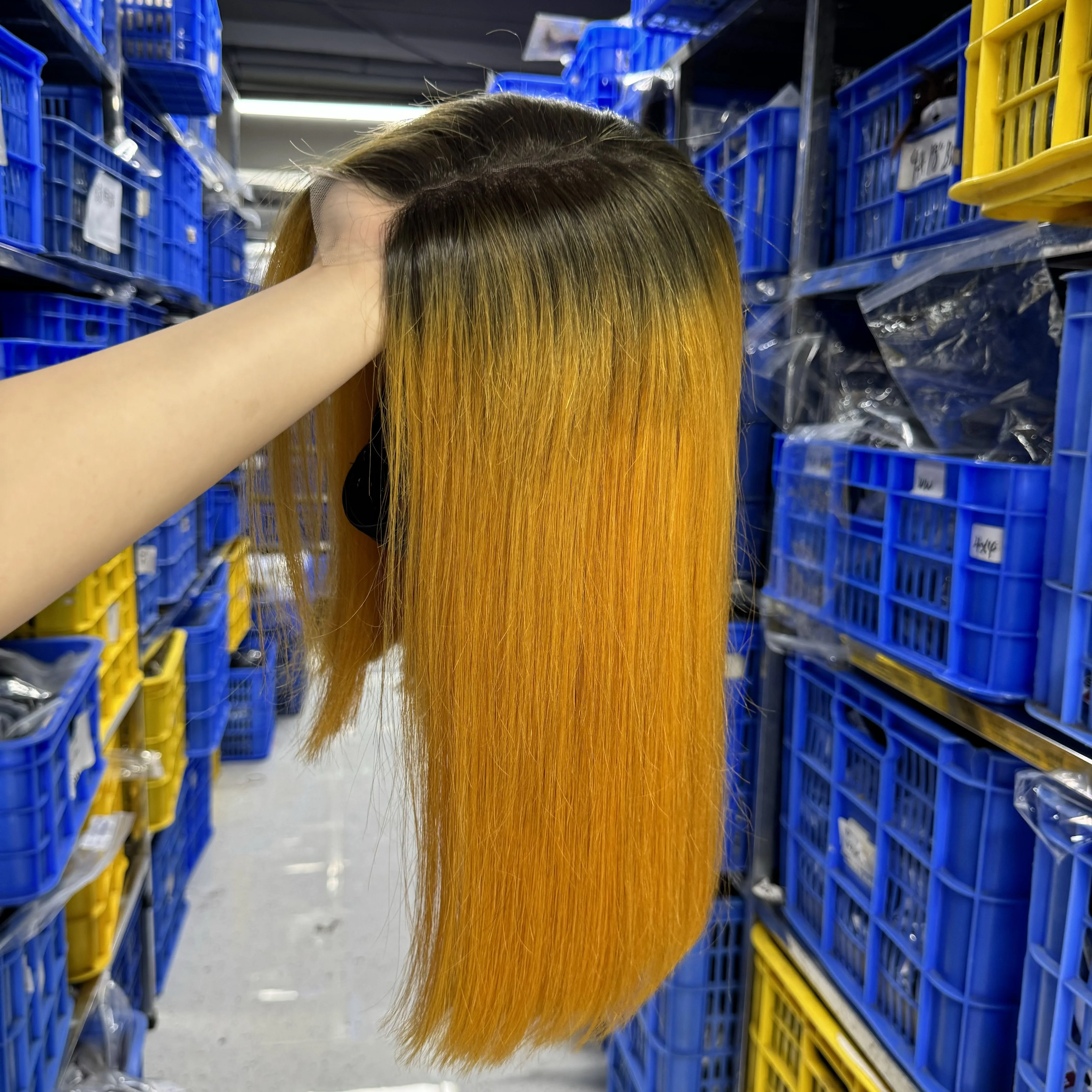 Vietnamese Colored 100% Human Hair Wig Bone Straight Color Hair Extensions No Tangle No Shedding With Wholesale Price