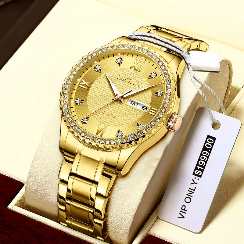 Fast Delivery TISSELLY T808 Factory Direct Sale Mens Gold Wrist Custom Logo Diamond Bling Watch