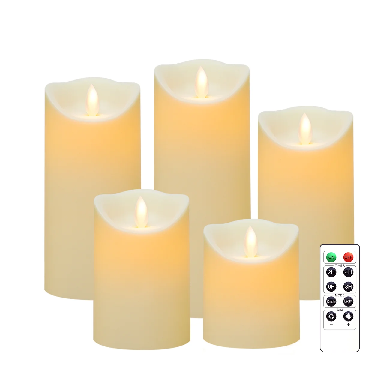 Flameless Flickering Battery Operated Candles Ivory Real Wax Pillar LED Candles with Remote and Cycling 24 Hours Timer