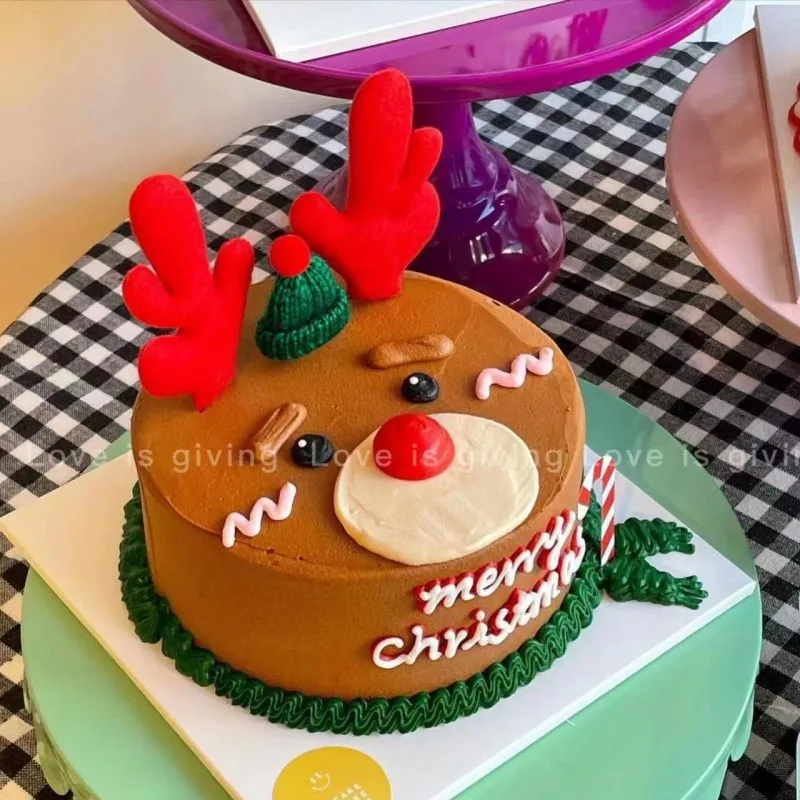 Christmas bear Merry Christmas stuffed elk antler Christmas baking cake decoration suppliers