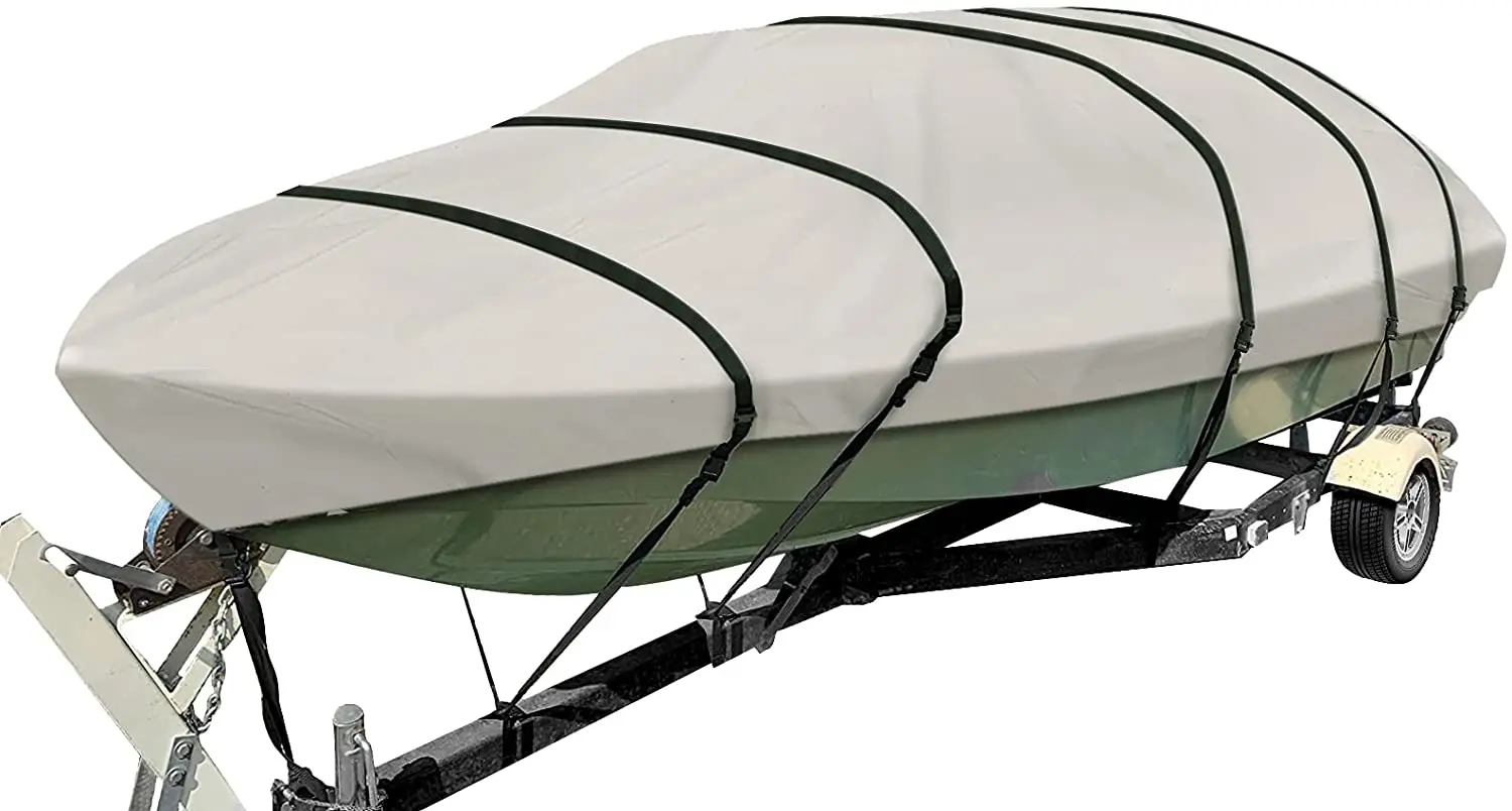 Heavy Duty 600D Marine Polyester Canvas Trailerable Waterproof Boat Cover
