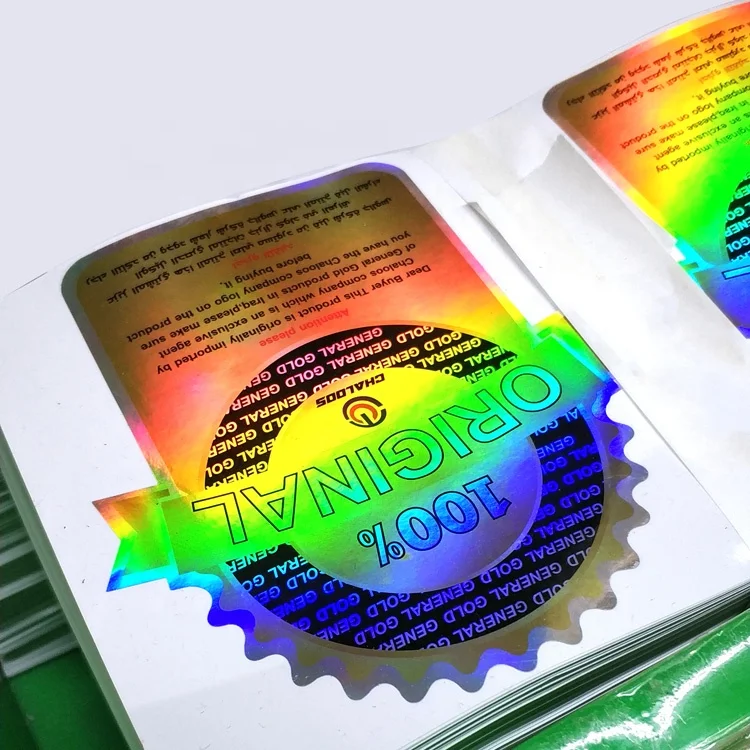Custom Logo Die Cut Self Adhesive Rainbow Holographic Vinyl Label Stickers for Original Product