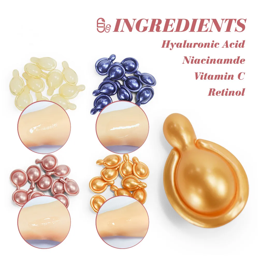 Private Label Organic Skin Care Anti Aging 20% Vitamin C 2.5% Retinol Serum Capsules
