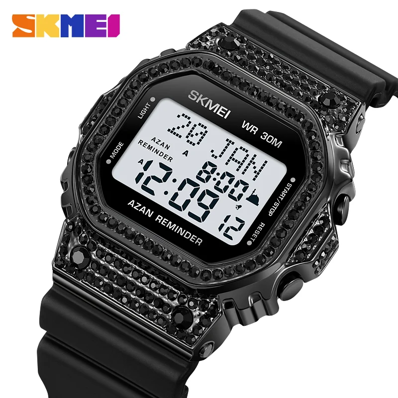 Skmei 2052 Qibla Azan Qibla muslim time prayer watch compass islamic Al Harmain al fajar Digital Stainless Steel watches