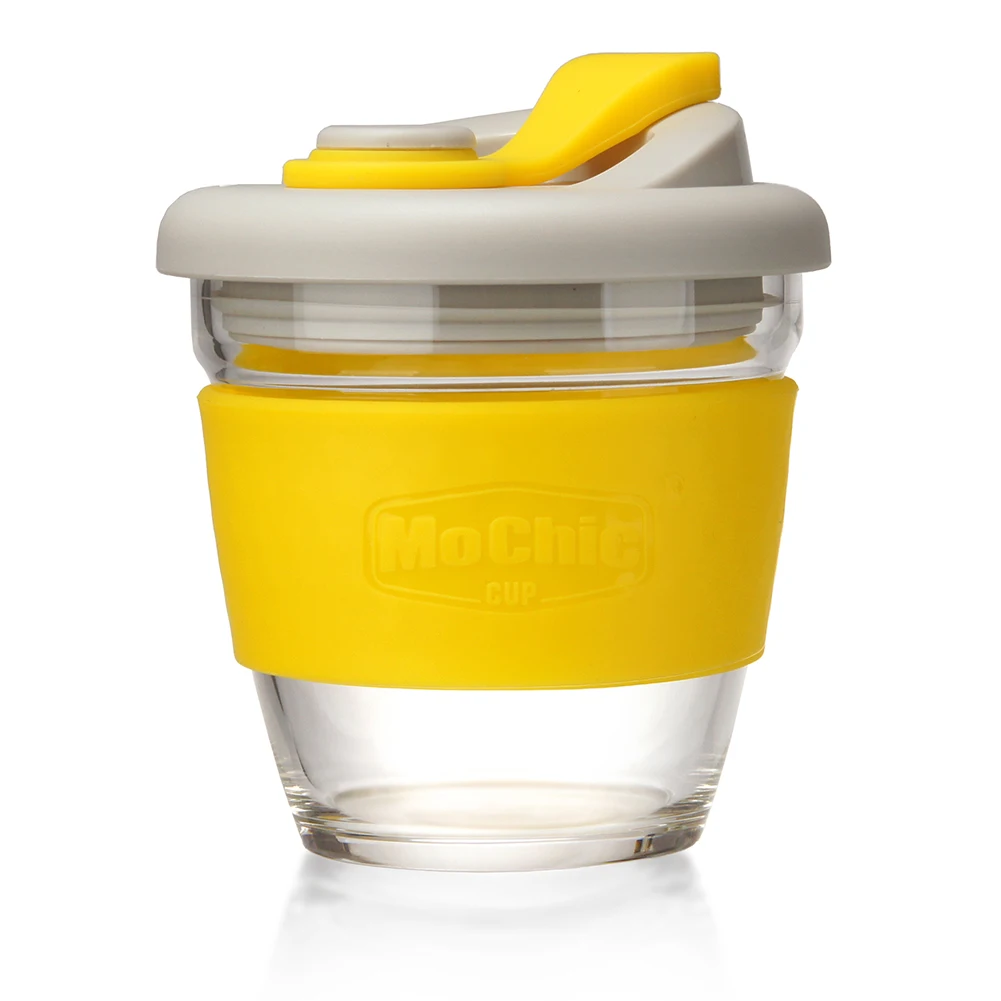 Custom logo reusable insulated unique beverage clear glass coffee cup 8oz with letters