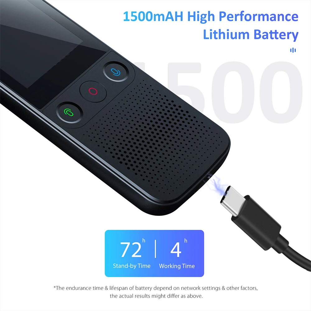 T10 Pro Instant Smart Two-Way Translation WiFi Connecte Support 137+ Online Languages Translation Translator