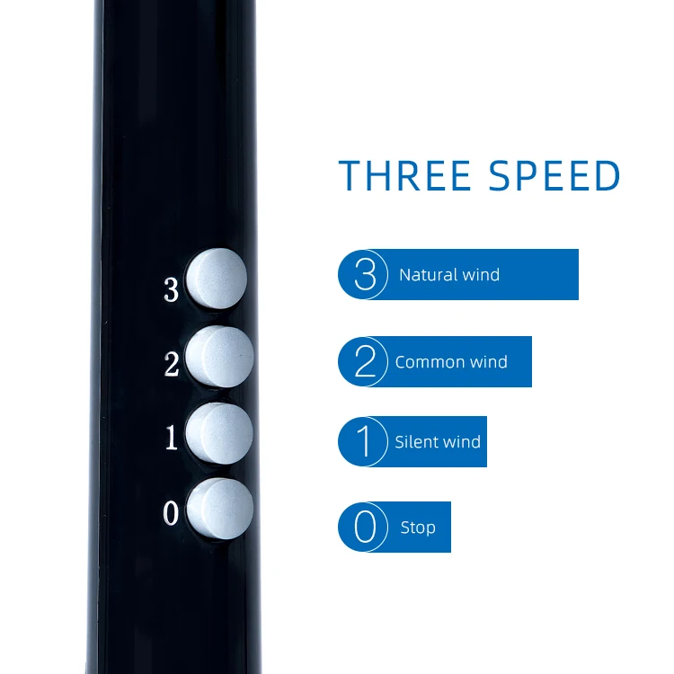Электрический вентилятор с регулируемой высотой и стабильным основанием, 45 Вт, 3 скорости, 16 дюймов