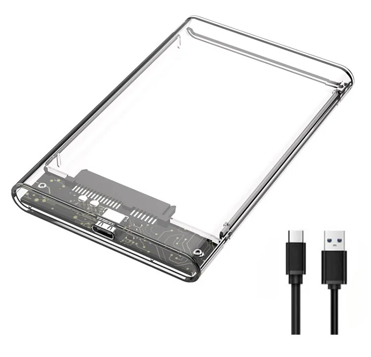 Прозрачный корпус для жесткого диска 2,5 дюйма, 5 Гбит/с, USB3.1 на Sata