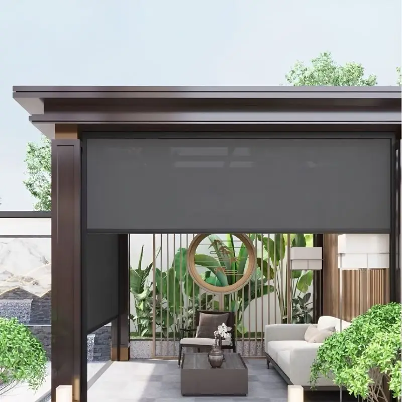 Outdoor Waterproof Smart Sun Screen Windproof Roller Blind Electric Motorized Shades Heavy Duty Pvc Roller Blinds