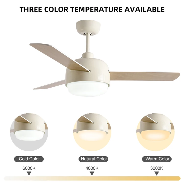 Energy Saving 44inch 3 Speeds Remote Control AC Motor 24W Led Ceiling Fan With Light