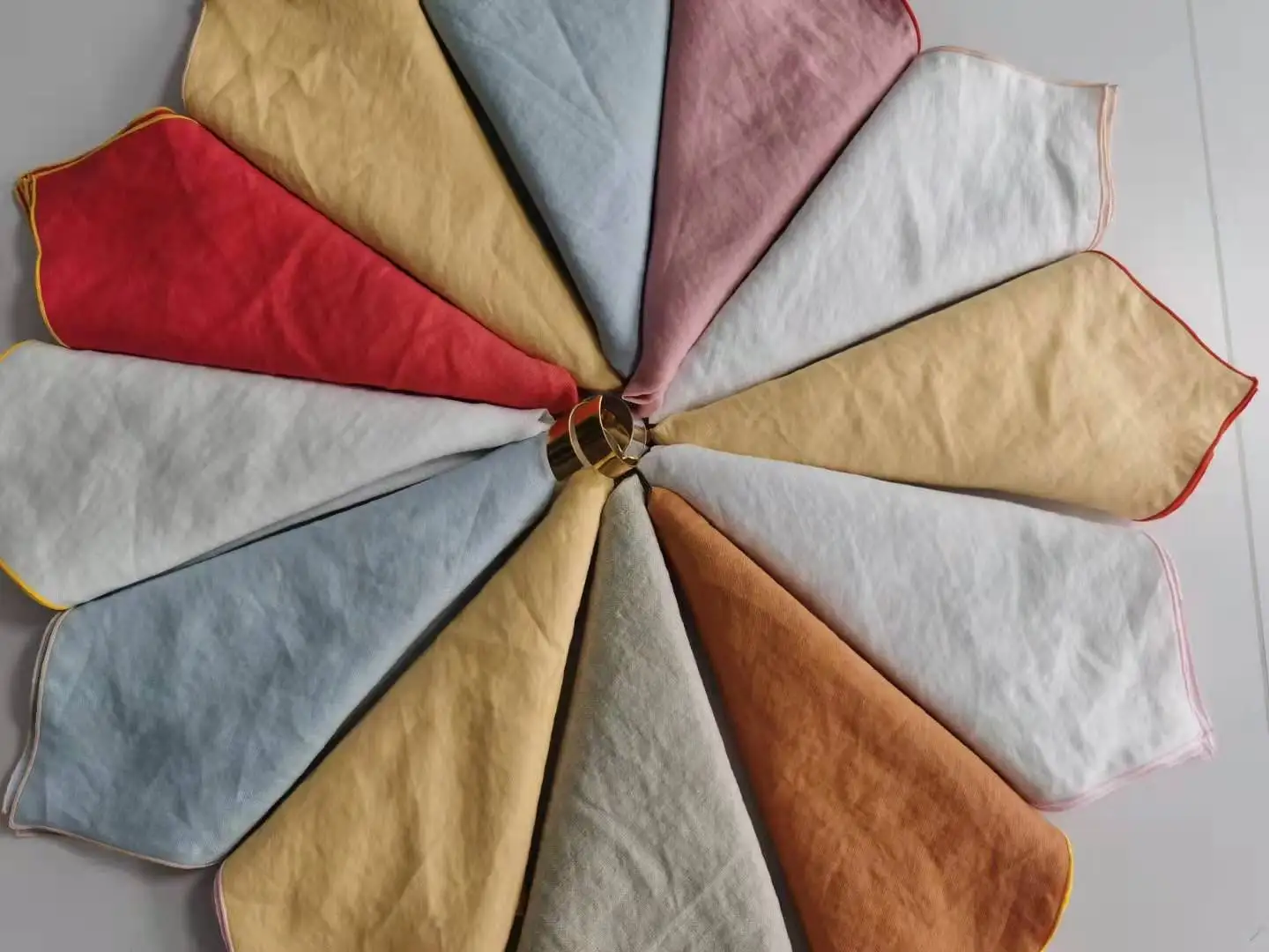 popular narrow hem, locking/scrolled up hem high quality French pure flax linen napkins with stone washing for wholesale ,rent