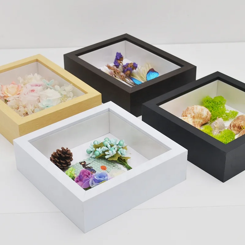 Высушенный цветок DIY витрина деревянная рамка пустая коробка для теней глубина опции 3 5 9 12 см Настенная подвесная теневой коробки