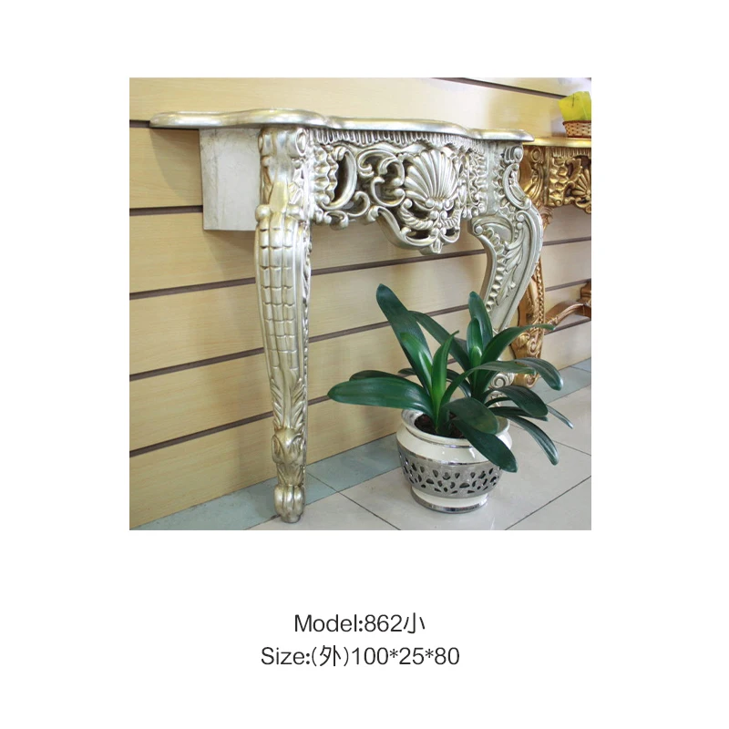 Wooden Entry Way Table Display Reclaimed Wood Living Room Furniture Carved Baroque Style Console Table