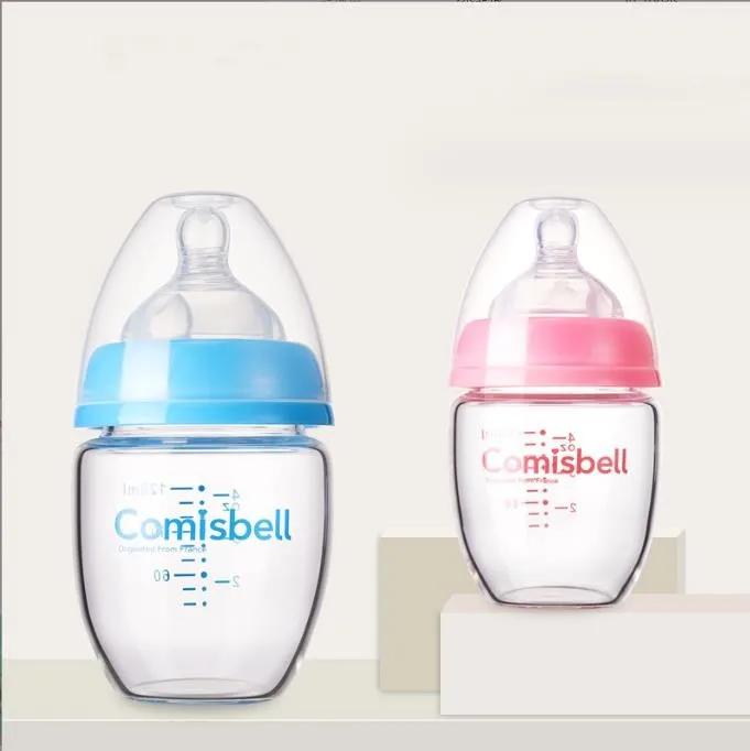 Factory  baby wide neck borosilicate glass baby bottle 120ml feeding bottle for newborn baby