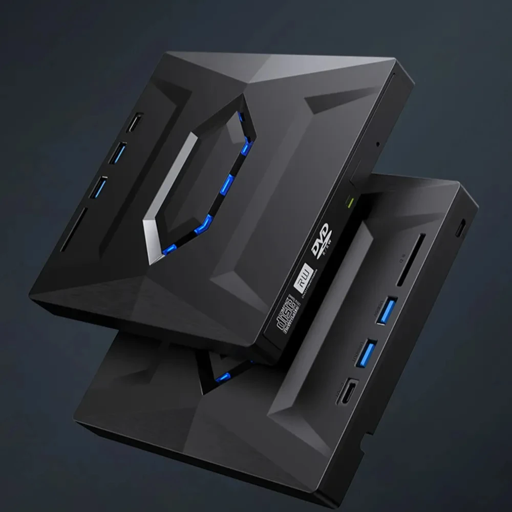 DVD RW CD Type C/USB3.0 Optical Drive Burner Reader External BluRay DVD CD Drive with Type C USB SD TF Card Reader