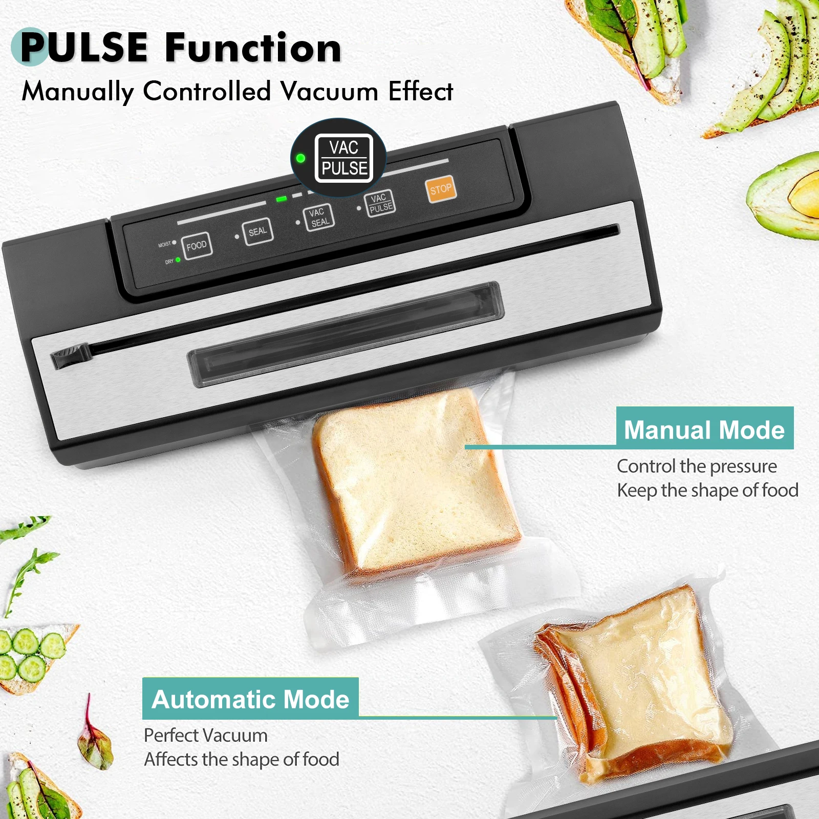 Small Visual Window Sealer Vacuum Machine for Food with Built-In Cutter Roll Film Compartment Easy Bag Position Confirmation