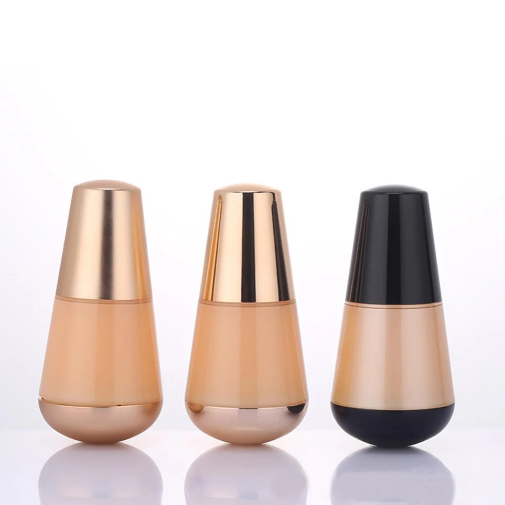 Empty 1 oz Cone shaped plastic clear air airless pump bottles 35ml for cosmetic liquid foundation