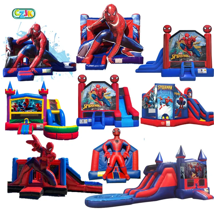 
adult inflatable jumping spider man bouncing bouncy castle with pool commercial jumper spiderman bouncer bounce house for sale 