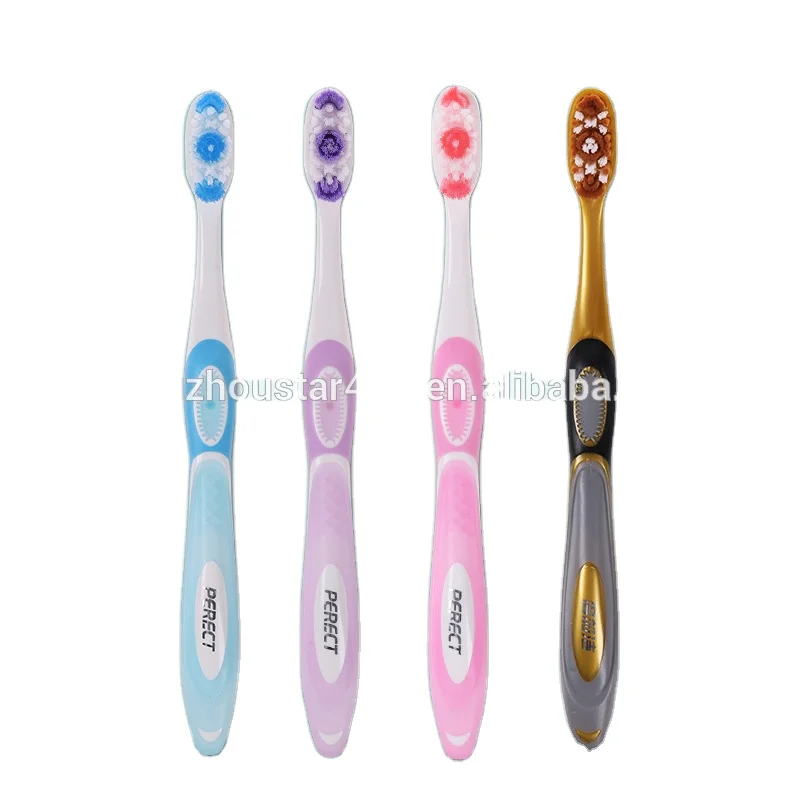 Yangzhou Tooth Brush Manufacturer OEM Toothbrush Adult Anchorless Gold Toothbrush Medium Nylon 612 PP+TPR
