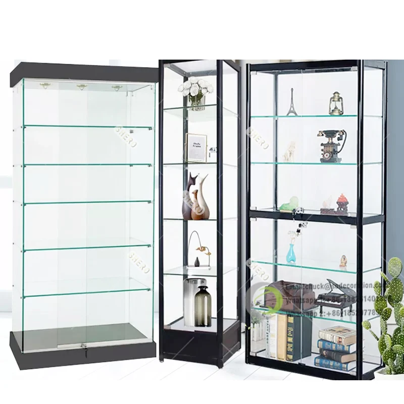 Standard and customized aluminium with led light glass display showcase
