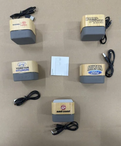 Bamboo Wood Square Mini Subwoofer Portable Wireless Speaker For outdoor