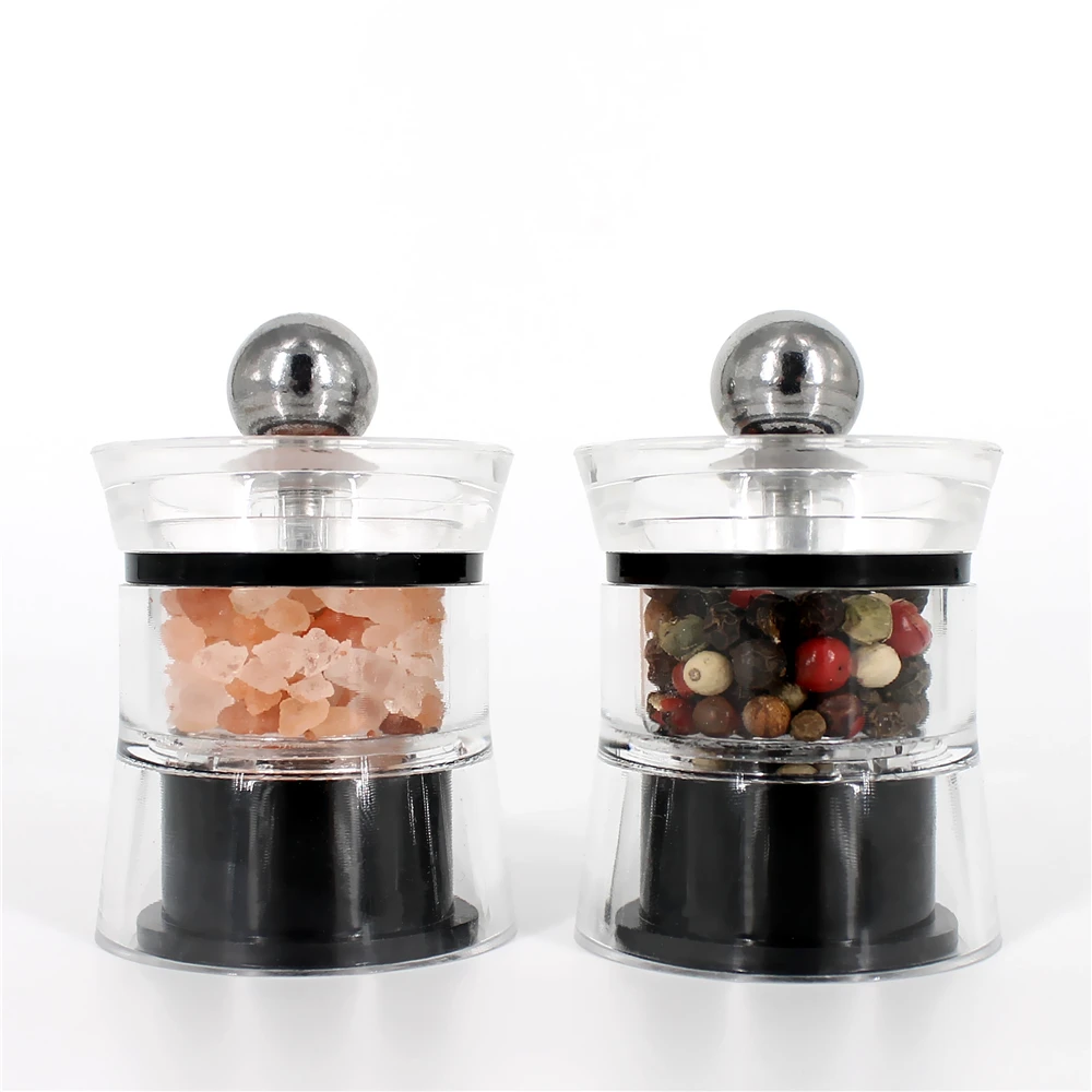 
mini portable salt and pepper mill acrylic grinder 