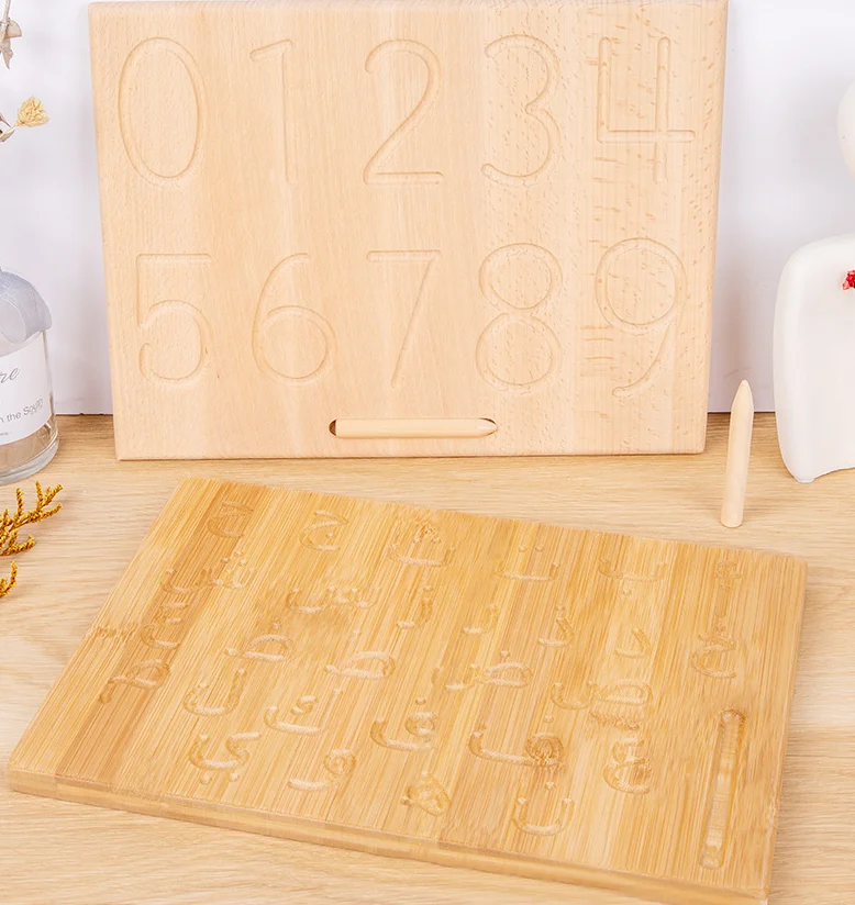 Language Toys Arabic double-sided letter tracing Alphabet Numbers kids learning Writing Board wooden puzzle game
