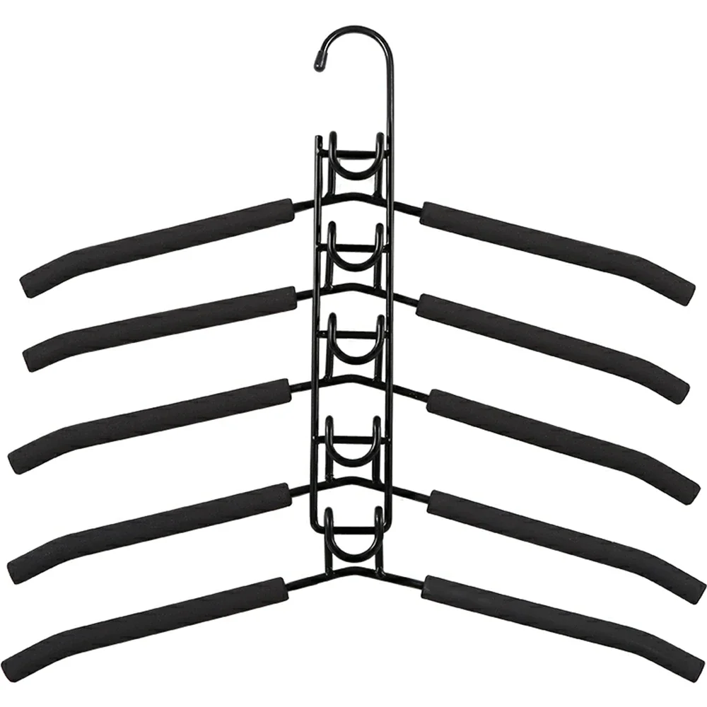 Wholesales 5 Layers Magic Space Saving Non Slip Collapsible Metal Multiple Clothes Hanger