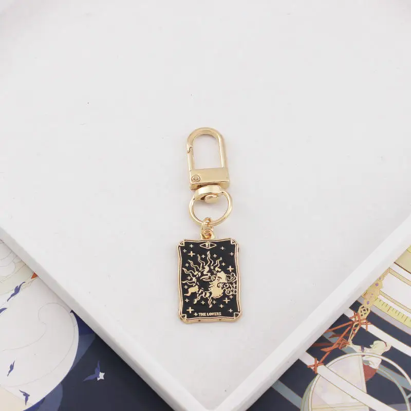 Creative alloy accessories Tarot metal key chain magic Tarot enamel Tarot key chain amulet pendant