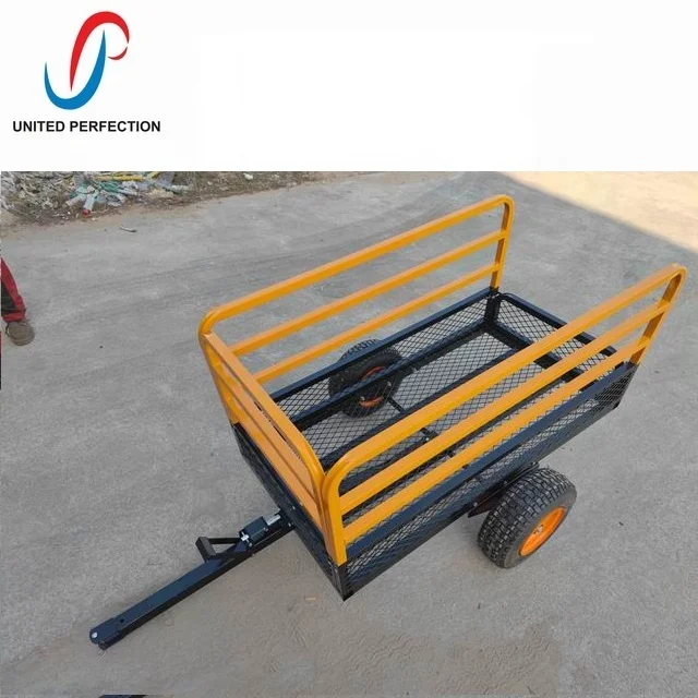 best price heavy duty low MOQ ATV Towed Trailer Mesh Dump Cart small farm tractor trailer with heavy loading