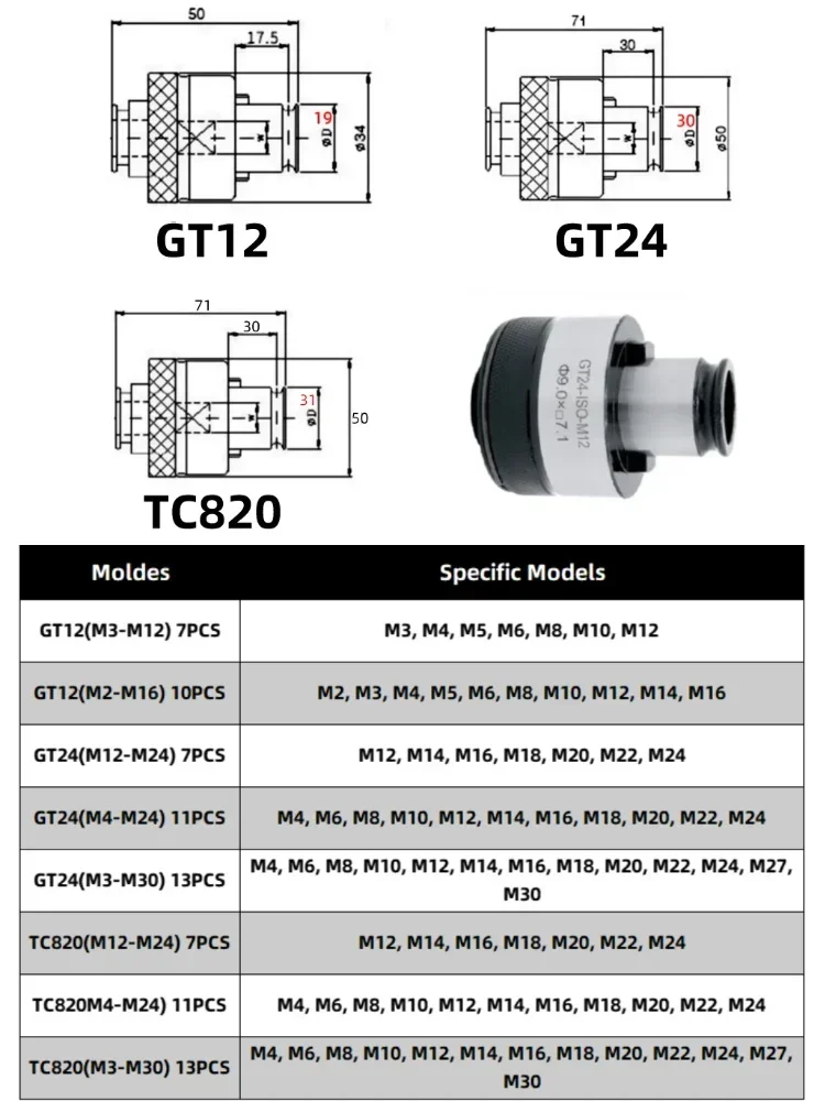 MT3 MT4 BT30 BT40 BT50 для GT12 GT24 TC820 резец цанги M4 M6 M8 M10 M12 M14 M16 M18 держатель выдвижного инструмента