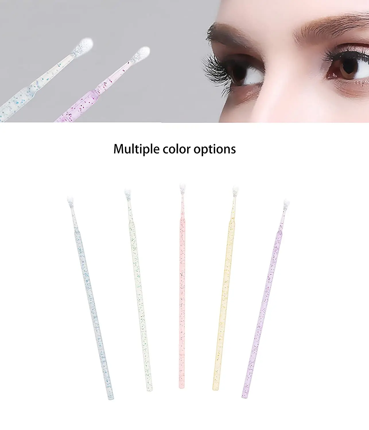 Hot-selling Glitter Color 100 Pieces Per Pack Makeup Cleaning Tool Eyelash Extension Disposable Micro Applicator