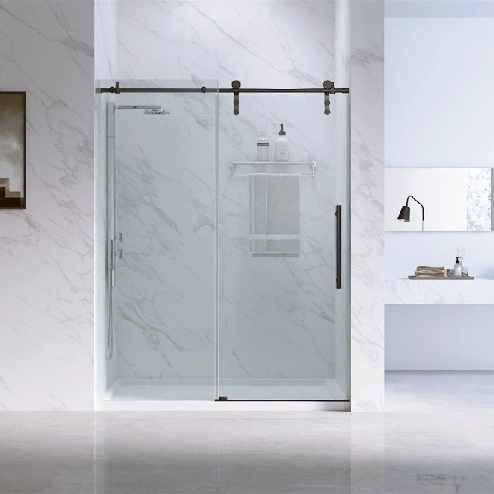 SALLY Wholesale ANSI Semi-Frameless Sliding Shower Doors Sliding Bathroom Easy Clean Coating Tempered Sliding Shower Glass Door