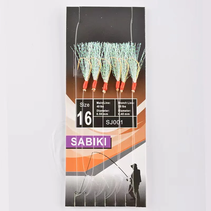 Sabiki Rigs 10# 12# 14# 16# 6 Hooks String Fishing Hook Lure Sabiki Bait