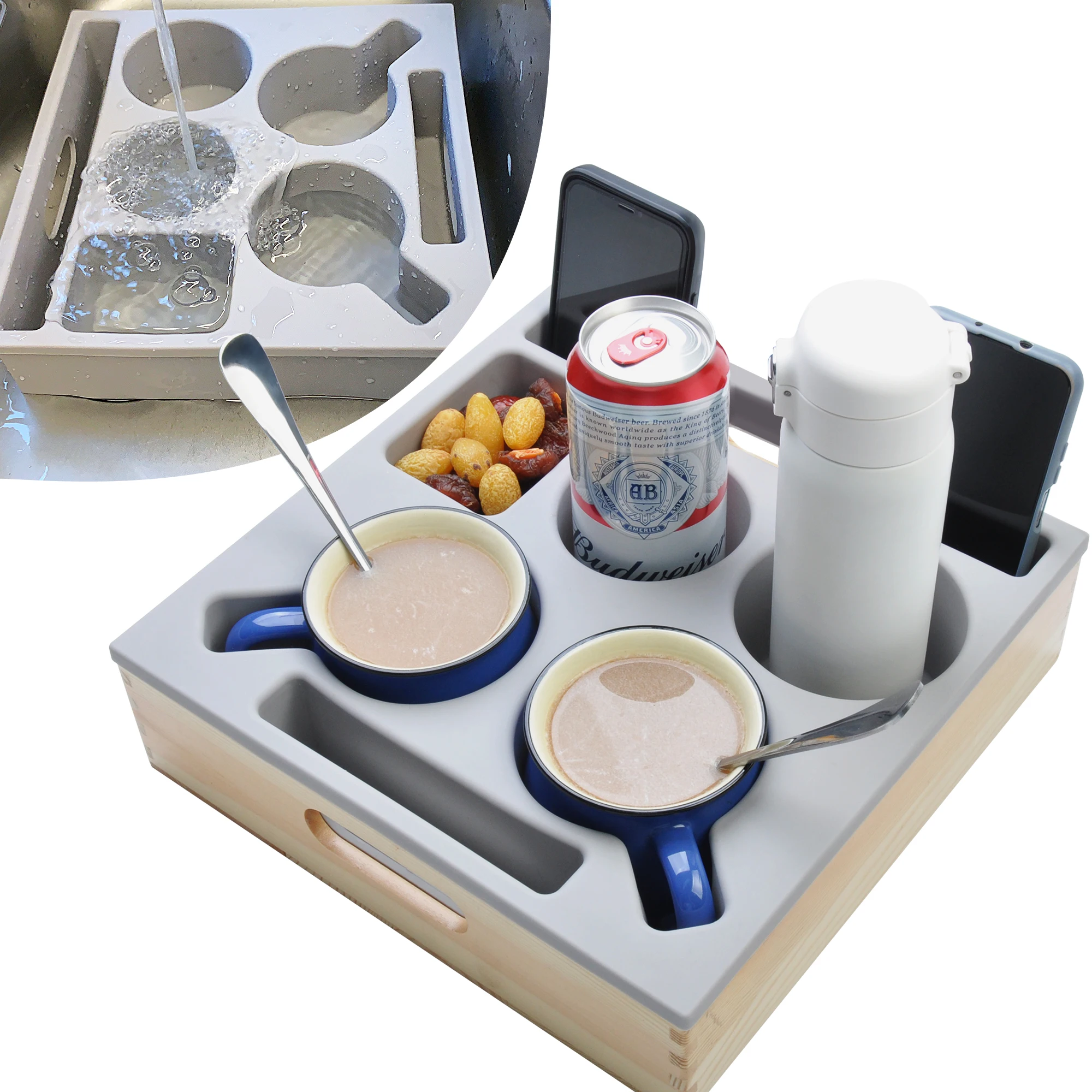 nonslip snack tray couch drink holder caddy sofa cup holder for bed