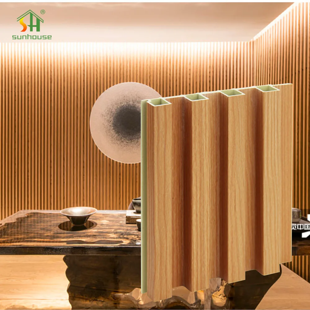 Modern Design Sunhouse Easy To Install Mosisture Resistance Interior Decoration Wpc Fluted Wall Panel