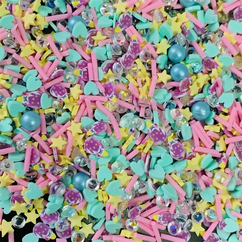 100g/bag Cartoon Purple Unicorn Slices With Star Polymer Clay Sprinkles for Photo Frame Phone Case Scrapbook DIY Decorations