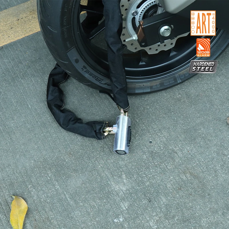 120Db Alarm Anti Theft Security Bicycle Chain lock 12mm reinforced hardened Smart motorcycle chain lock