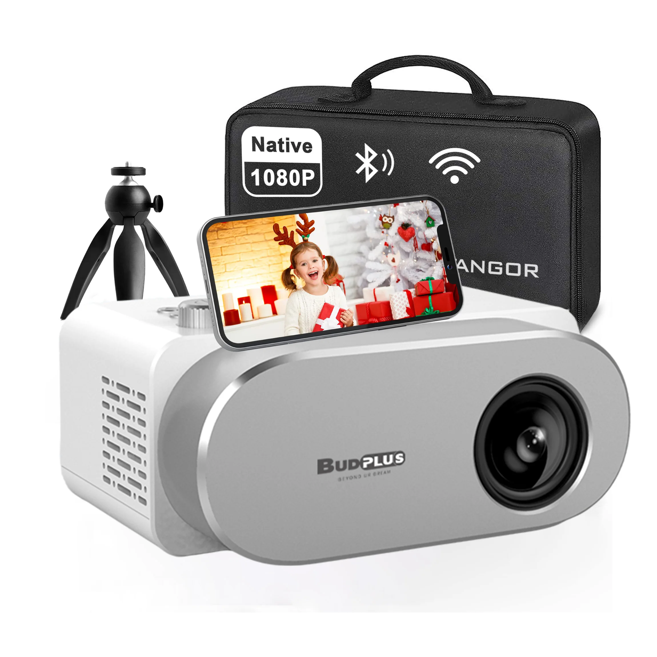 budplus v1 mini projector 4K 1080P led portable 600*360 shorthrow projector for class pixels smart tv projector 4k home theater