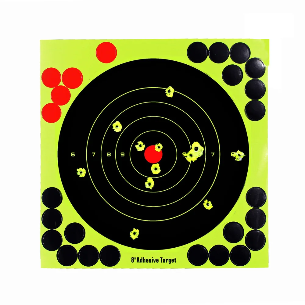 8-Inch Shooting Target Sticker Label Fluorescent Color Shooting Splash Arrow Target Paper Bow and Arrow Aiming Target Paper