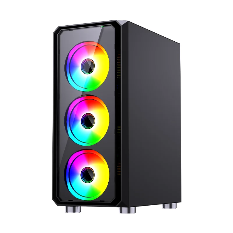 LOVINGCOOL OEM/ODM Hot Sale Mid Tower PC Computer Case Mesh Front Panel M-ATX Gaming PC Case With Tempered Glass Side Panel